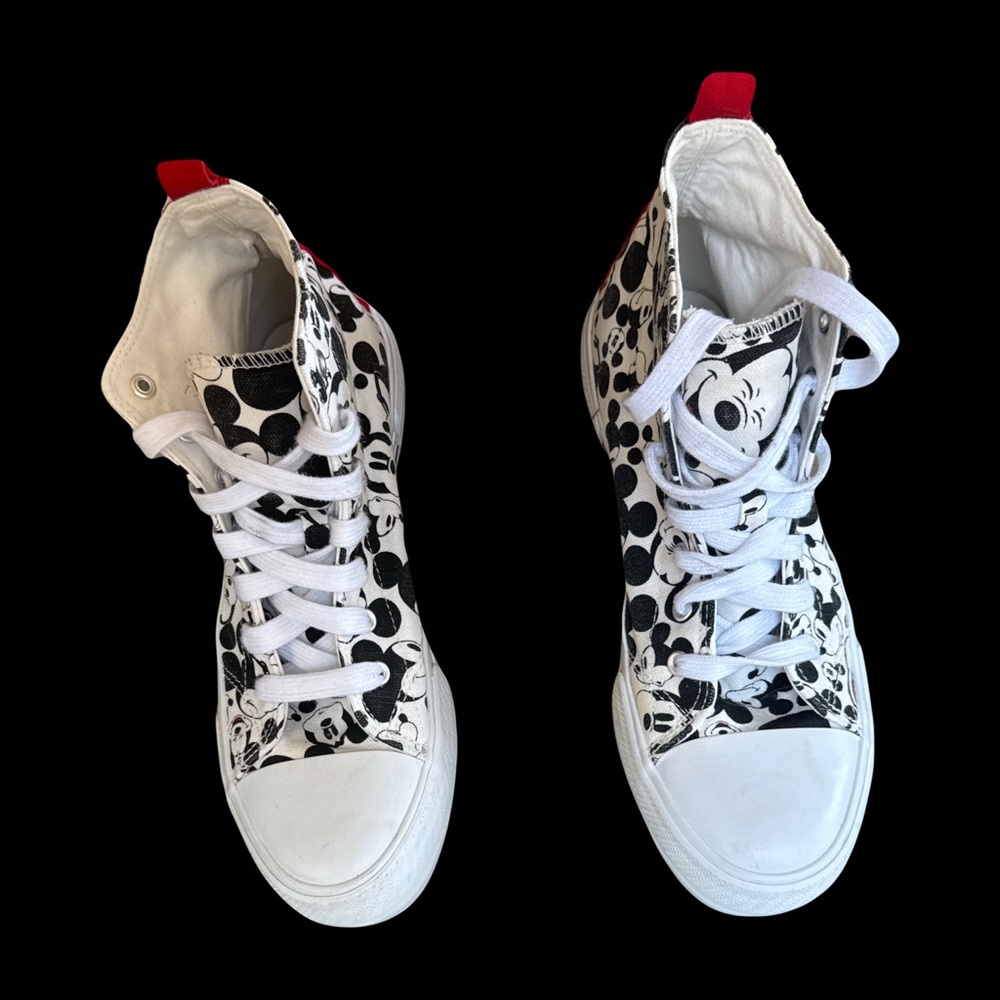 Disney White and Black Mickey Mouse High-Top Sneakers